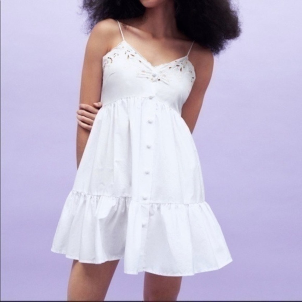 ZARA EMBROIDERED POPLIN DRESS 7200/026